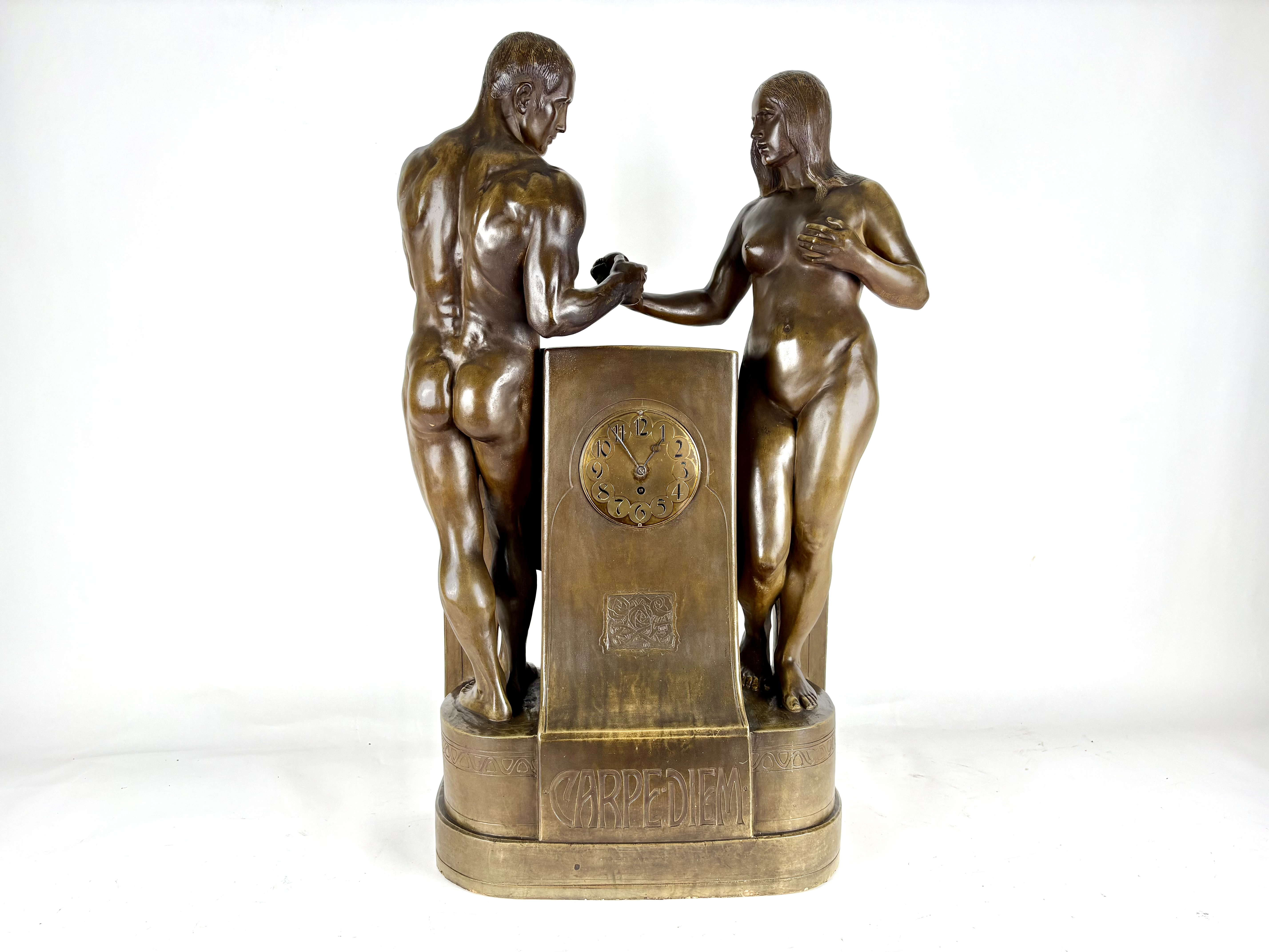 Art Deco clock sculpture ADAM AND EVE