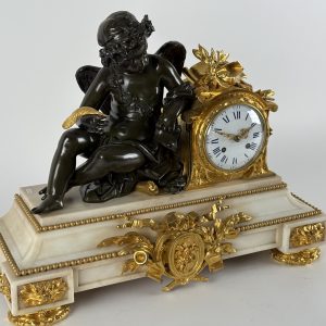 Bronze – marble mantel clock Napoleon III